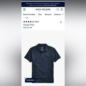 Mack Weldon Blue Vesper Micro Mesh Polo